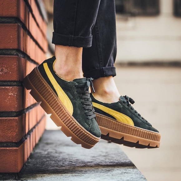 Puma | Shoes | Puma Fenty By Rihanna Womens 85 Green Suede Cleated Creeper  Platform Sneakers | Poshmark
